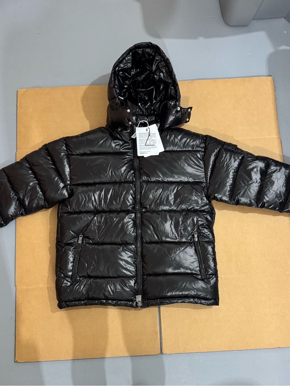 Moncler Glossy Black Hooded Down Puffer Jacket